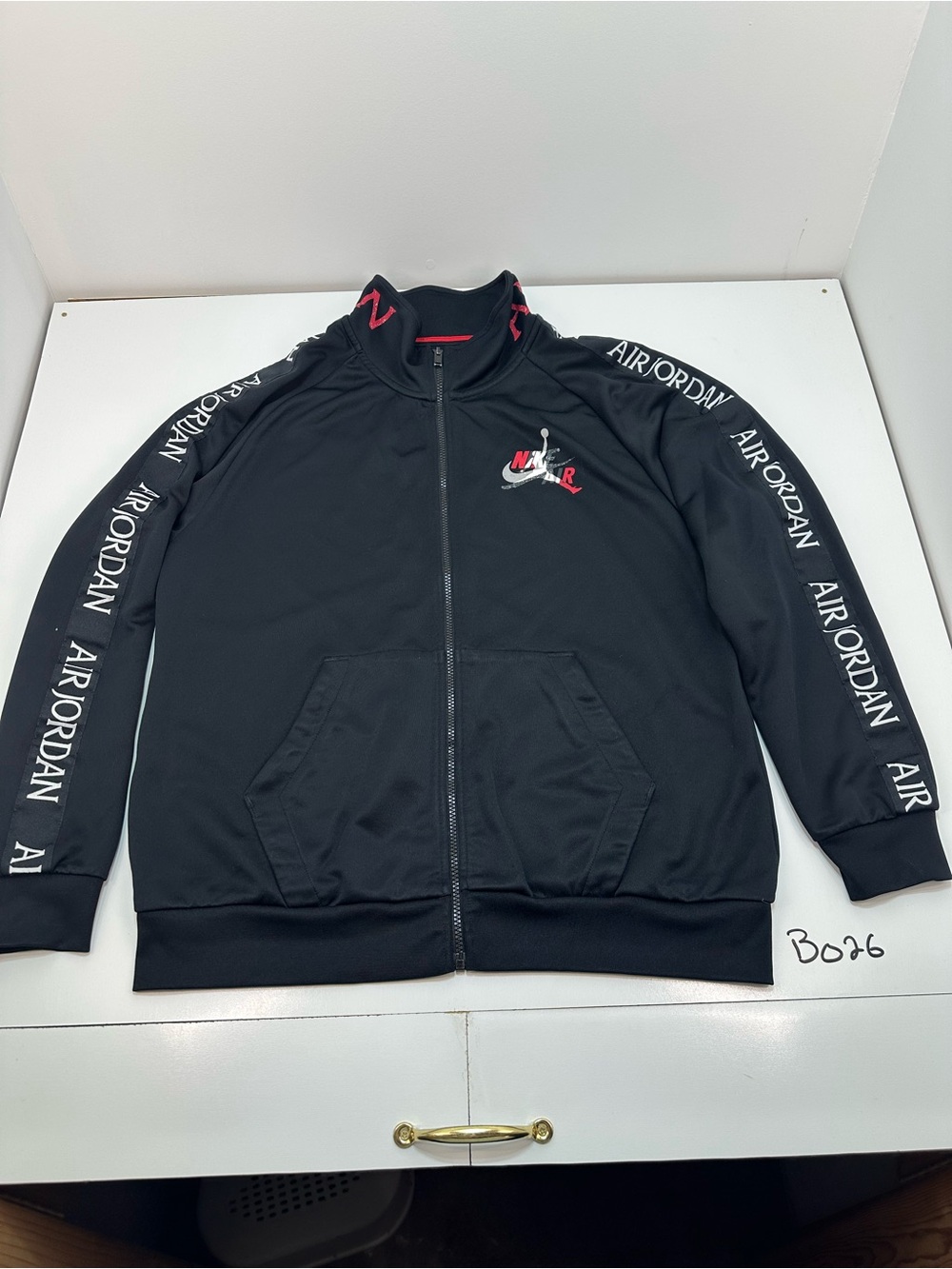 Jordan Black Track Bomber Jacket with Red Trim